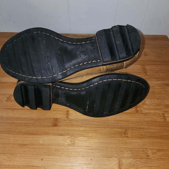 Sorel Lolla Ankle Boots Bootie Womens Size 8.5 Elk Tan Leather Zip Stacked Heel - Picture 7 of 10